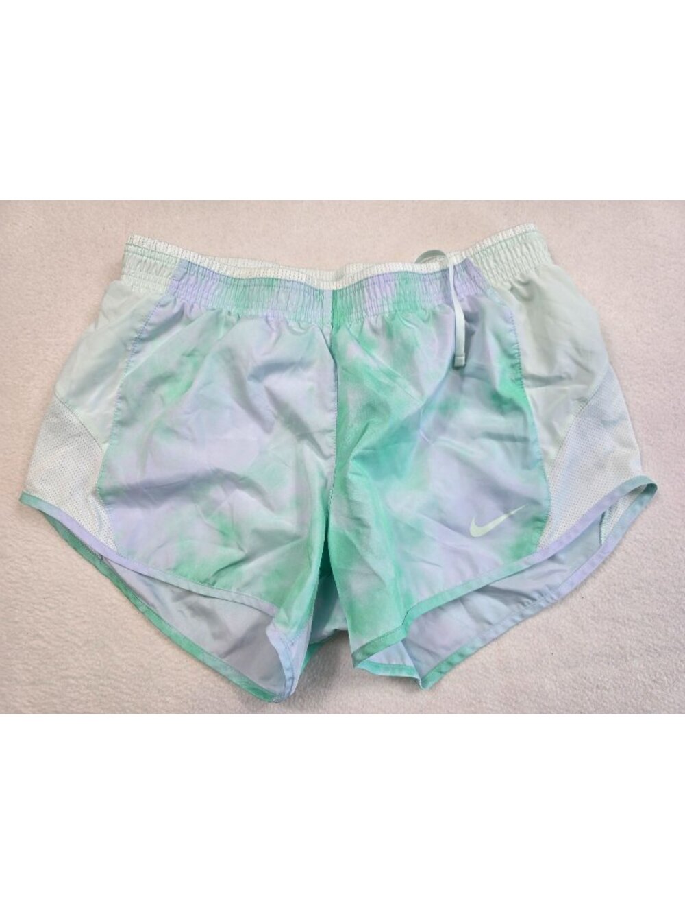 Nike Dri-Fit Womens Running Shorts Mint Green Tie-Dye L